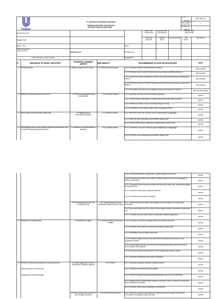 Jsa hydrostatic test pdf