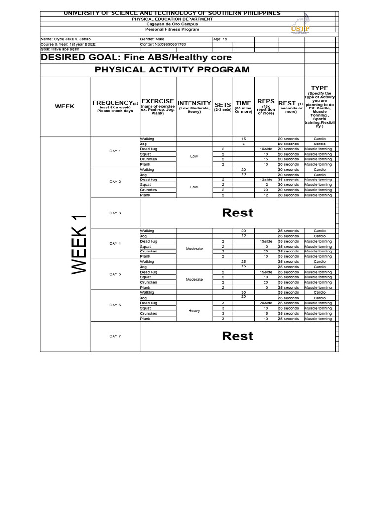 Personal Fitness Program Overview | PDF | Aerobic Exercise ...