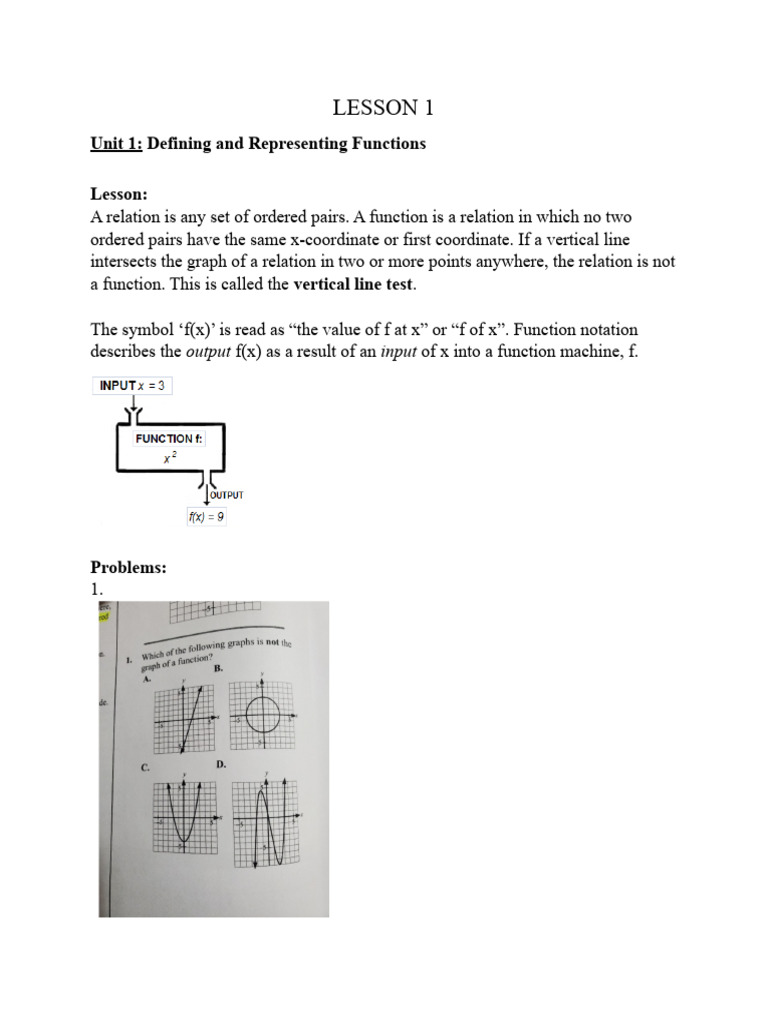 Lesson 1 | Download Free PDF | Function (Mathematics) | Cartesian ...