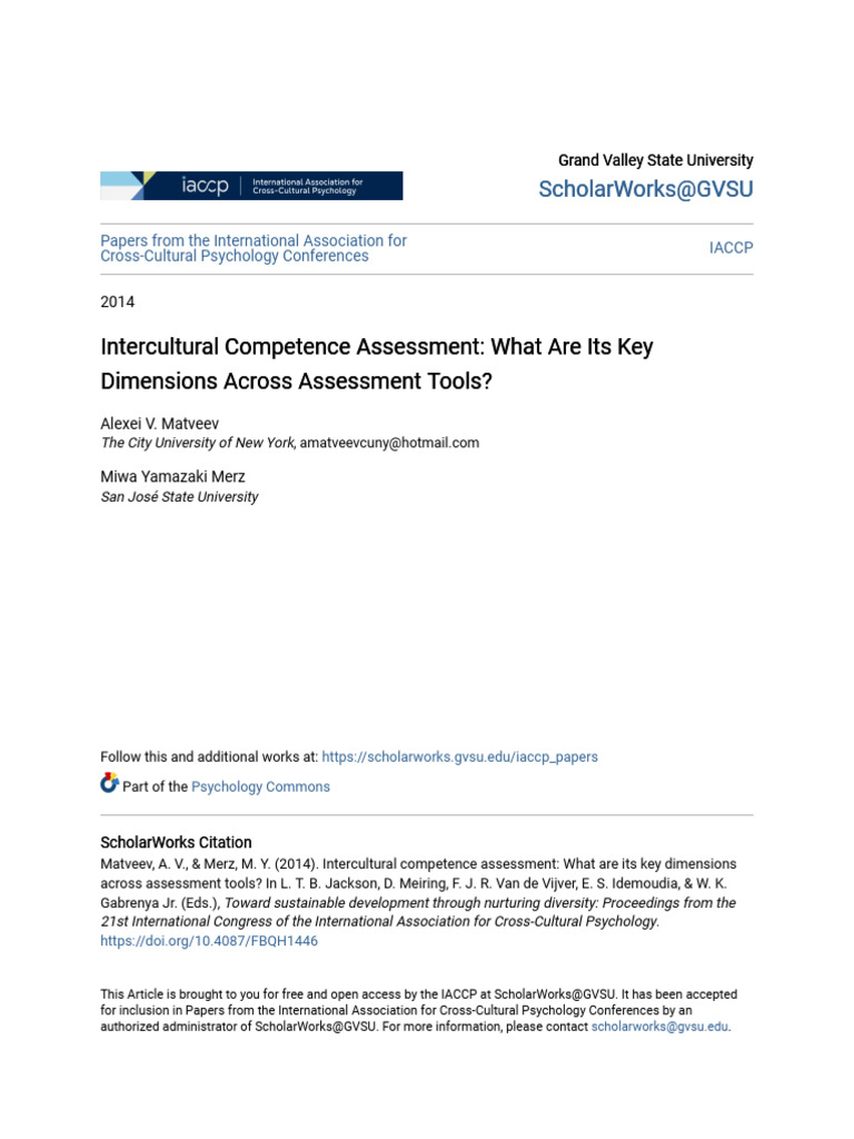 Key Dimensions of IC Assessment Tools | PDF | Cross Cultural ...