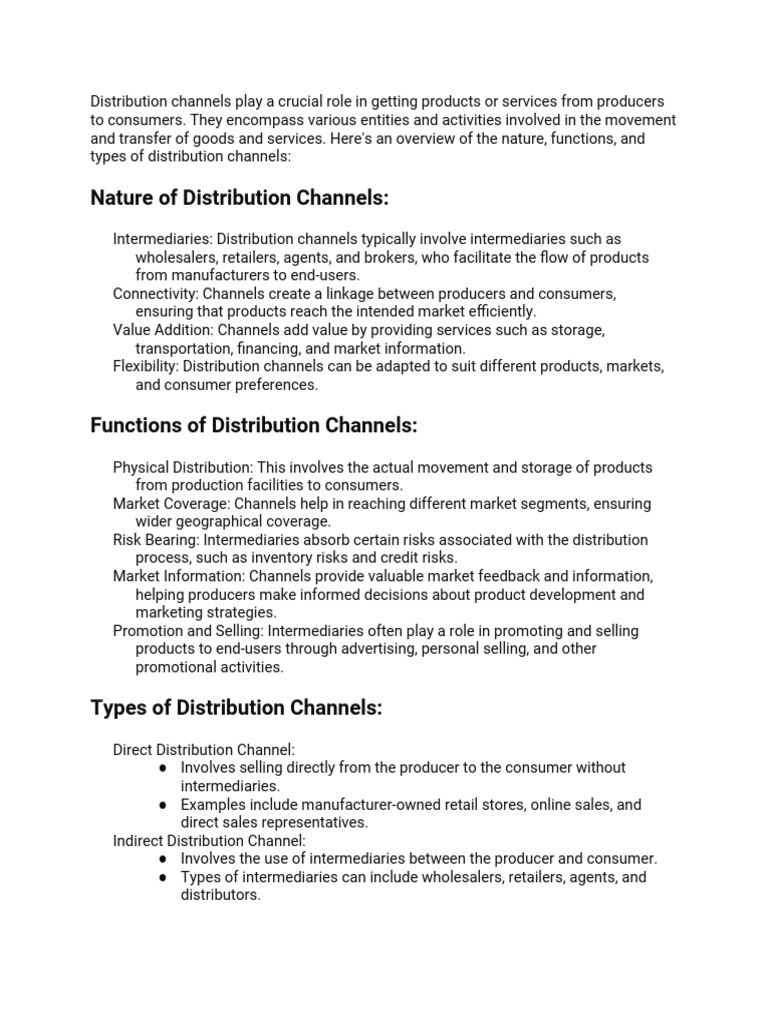 Overview of Distribution Channels | PDF | Retail | Marketing