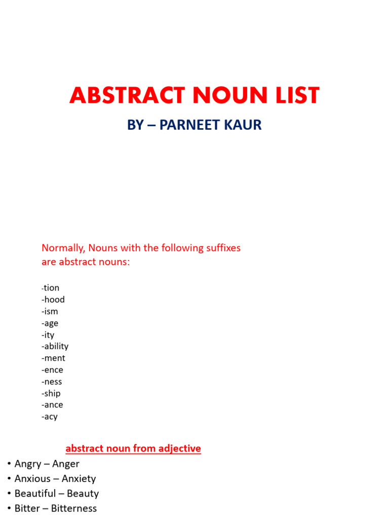 Abstract Noun List PDF Courage Humility