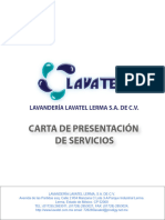 Lavandería Lavatel Lerma S.A. de C.V. Carta de Presentación de Servicios