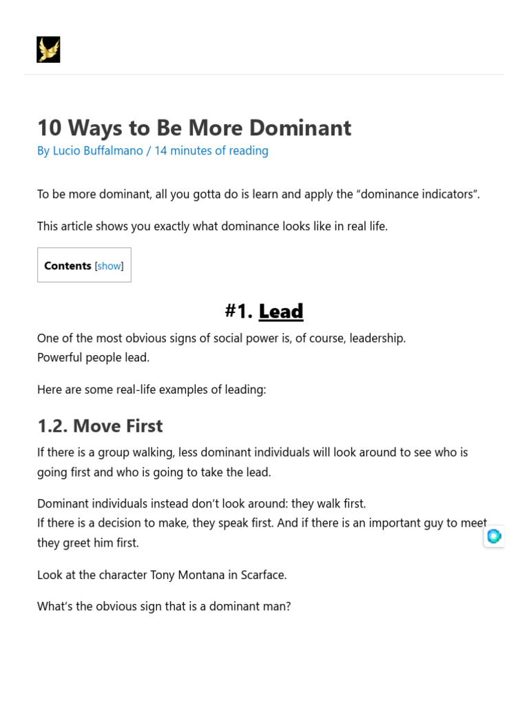 10 Ways To Be More Dominant - The Power Moves | PDF | Nonverbal