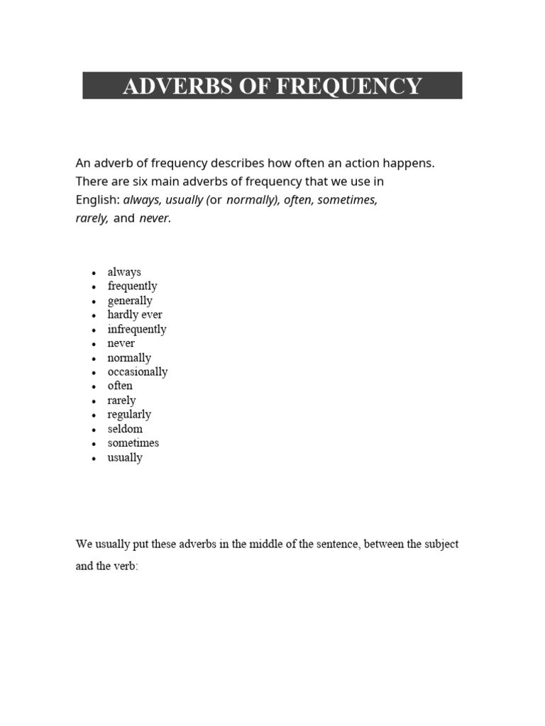 Understanding Adverbs of Frequency | PDF | Adverb | Linguistic Morphology