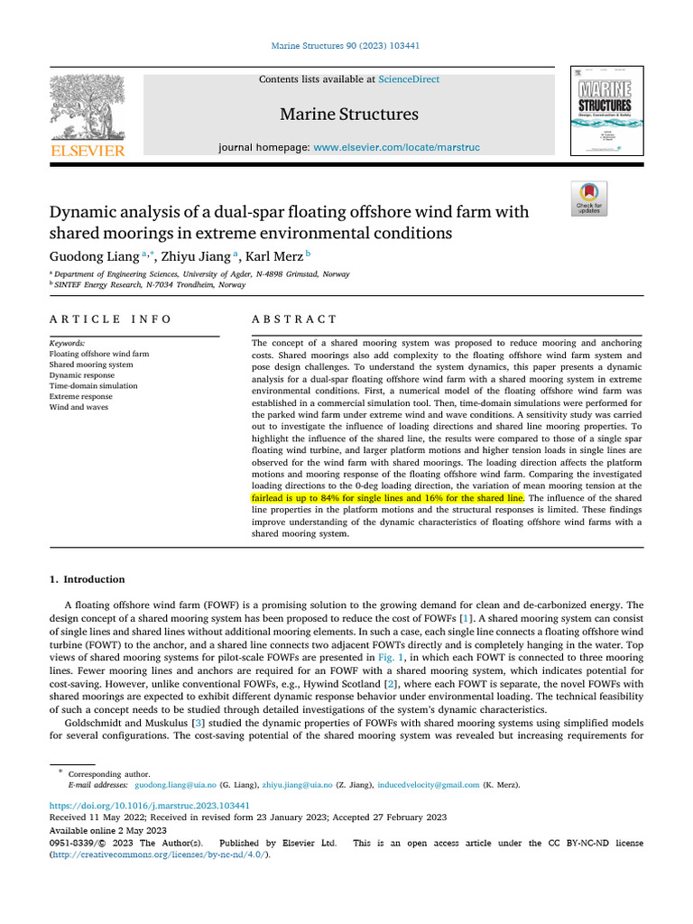 Dynamic Analysis of Dual-Spar FOWF | PDF | Offshore Wind Power | Force