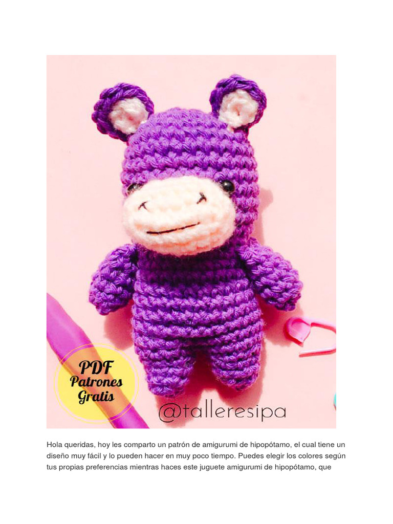 Hipopotamo facil amigurumi patron pdf gratis en espanol pdf amigurumi