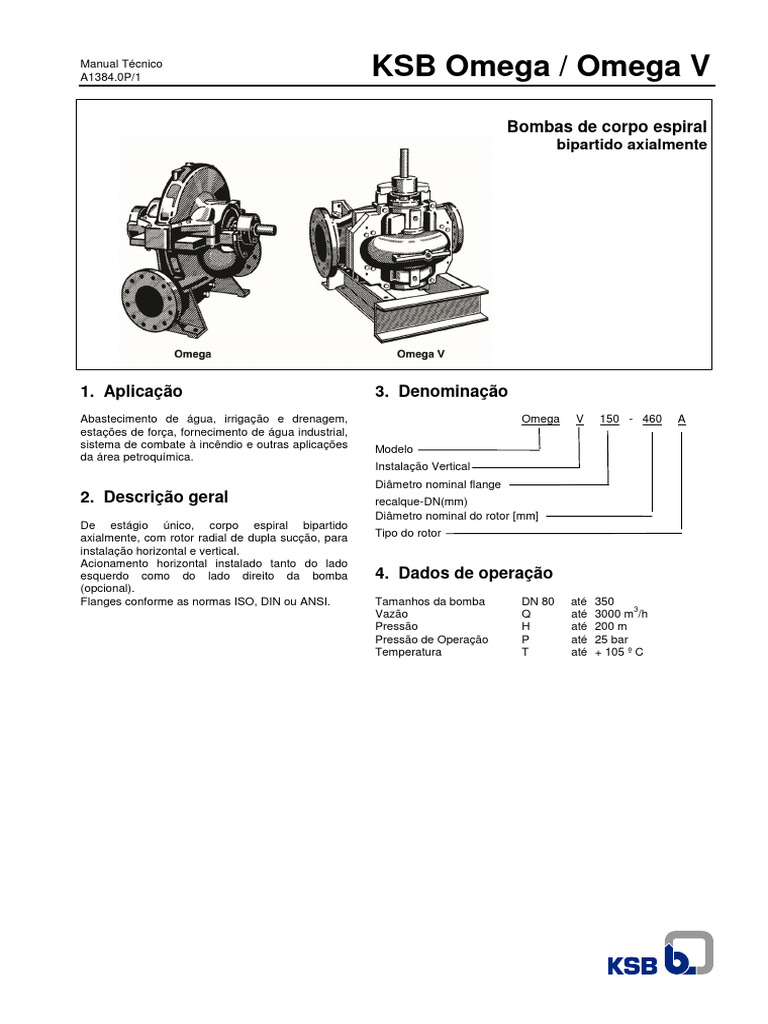 Manual Técnico da Bomba KSB Omega | PDF | Celsius | ISO 9000