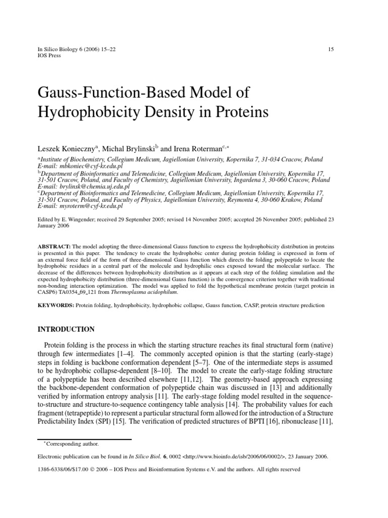 2006 in Silico Biol 6 15-22 | PDF | Protein Folding | Proteins