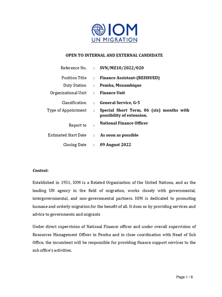 SVN 020 2022 Finance Assistant Reissued 0 | PDF | Accountant | Accounting