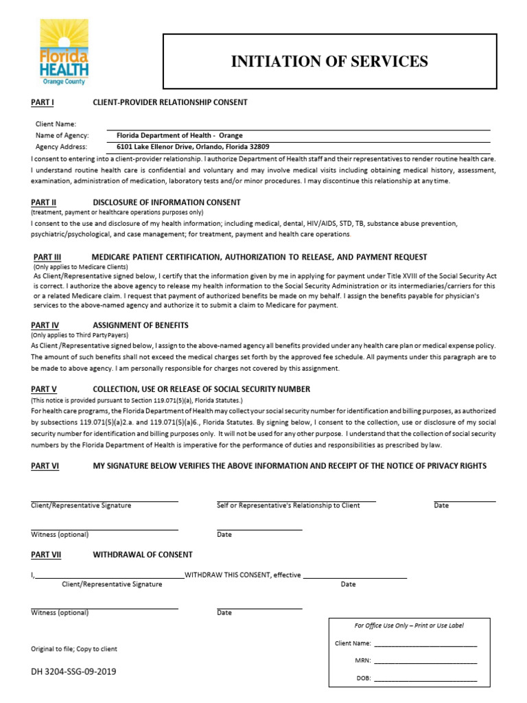 Client-Provider Consent Form Florida | PDF | Medicare (United States ...