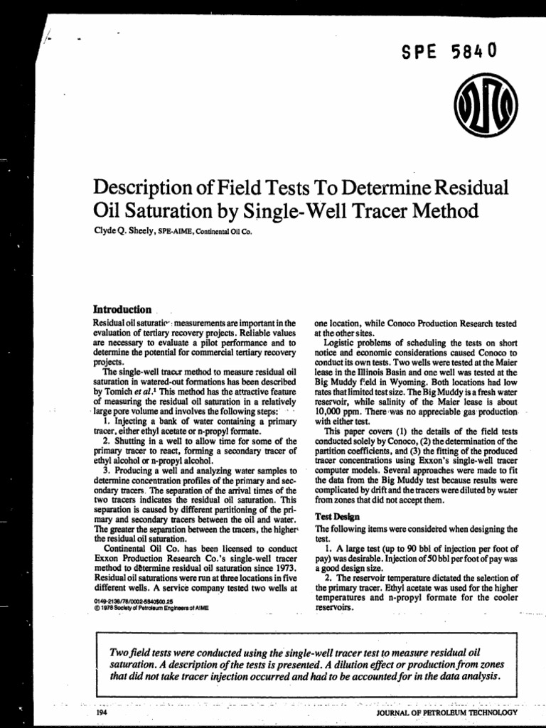 Sor Single Well | PDF | Petroleum | Petroleum Reservoir