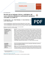 Revisión de Los Hallazgos Clínicos y Radiológicos Del Nuevo Síndrome Inflamatorio Multisistémico Pediátrico Vinculado A La COVID-19