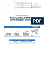 Procedimiento Funcionamiento, Operacion y Mantenimiento de Generador - 0