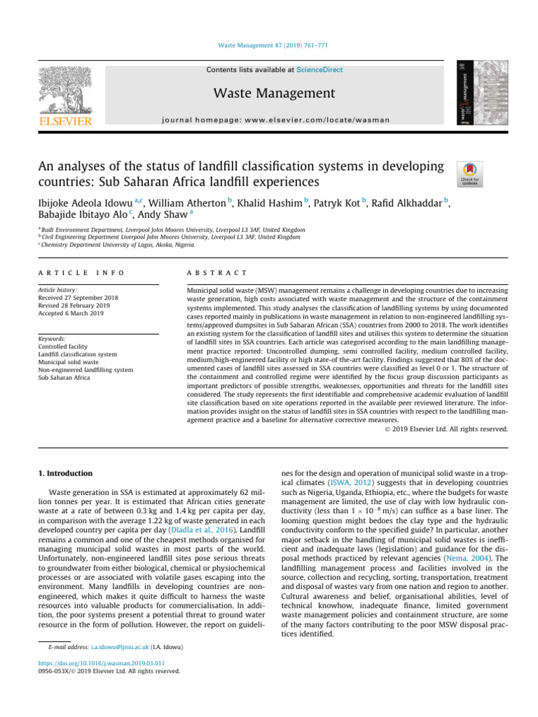 Landfill Classification in Sub-Saharan Africa | PDF | Waste | Landfill