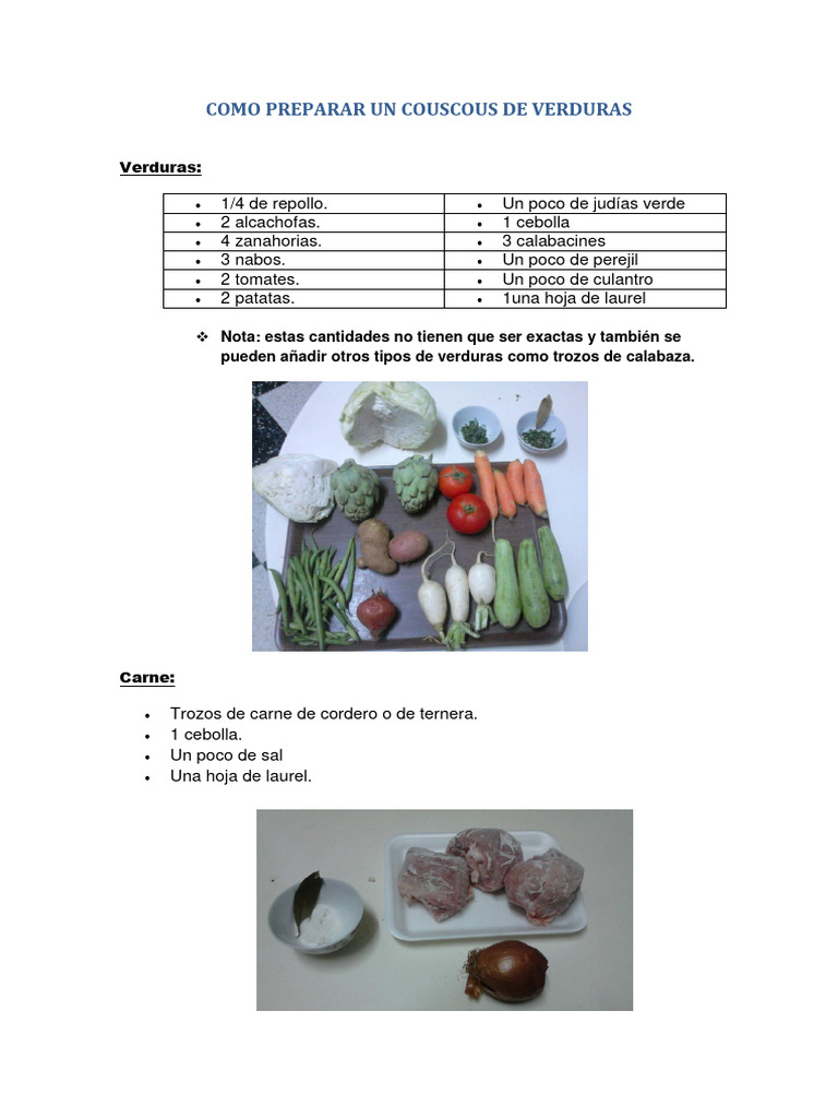 Como Preparar Un Couscous de Verduras | PDF | Cocinando | Vegetales