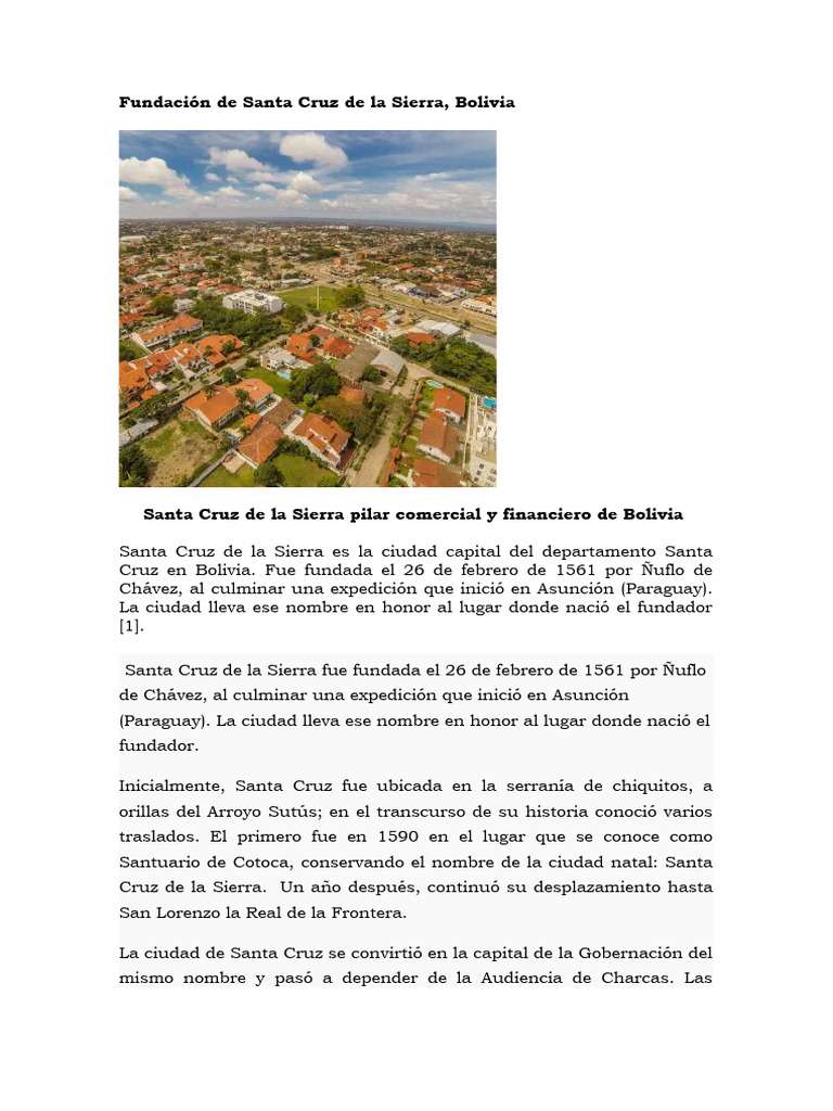 Fundación de Santa Cruz de la Sierra | Descargar gratis PDF | Bolivia ...