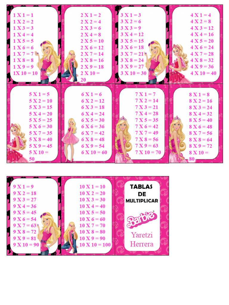 Tablas de Multiplicar Barbie PDF