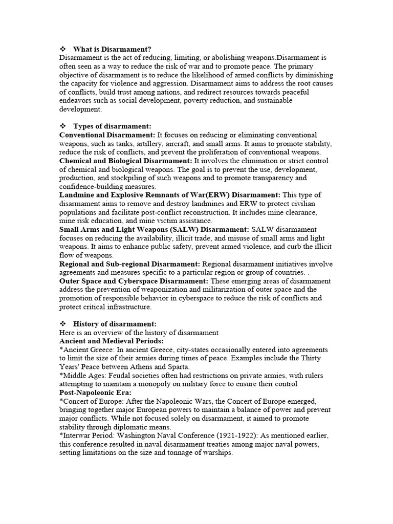 Understanding Disarmament Basics | PDF | Arms Control | Treaty On The ...