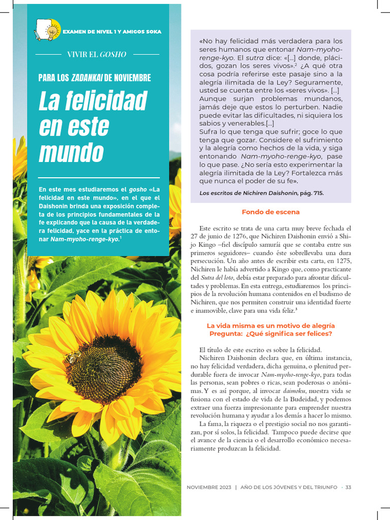 La Felicidad en Este Mundo | PDF | Felicidad | Nichiren