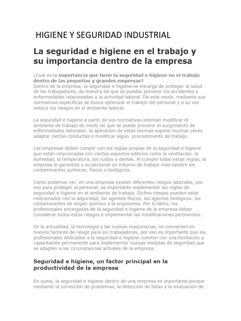 Importancia de la Higiene y Seguridad Laboral | PDF | ruido | Decibel