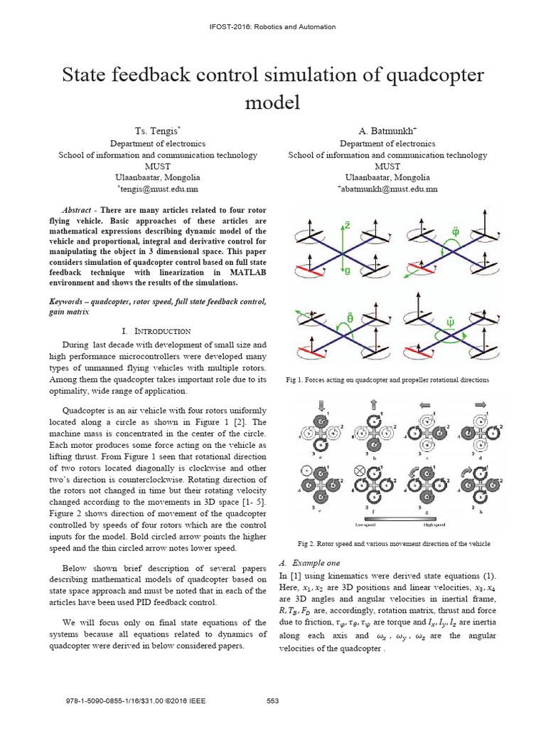 Quadcopter Control Simulation in MATLAB | PDF | Rotation Around A Fixed ...