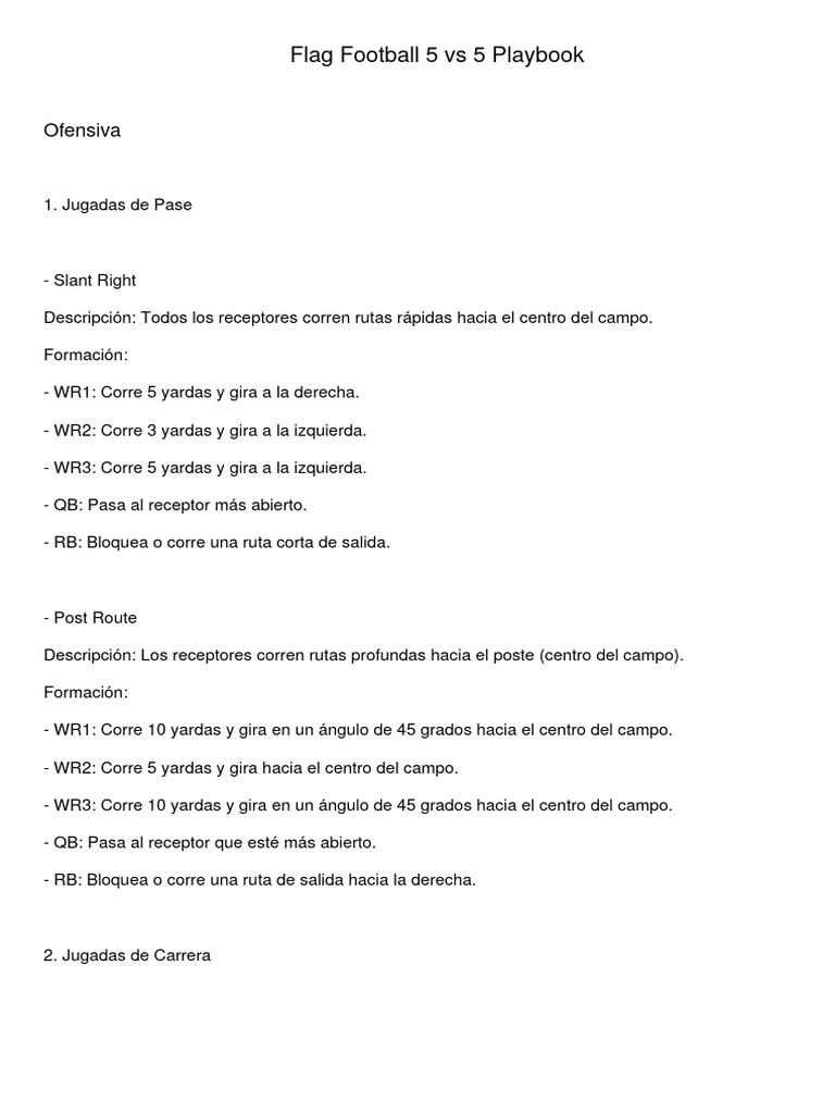 Jugadas y Estrategias en Flag Football 5v5 | PDF