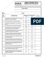 Hand - Power Tools Inspection Checklist