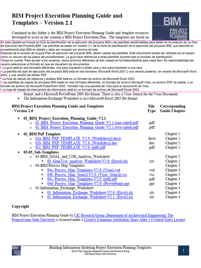 BIM Project Execution Planning Guide and Templates - V2.1 | PDF ...