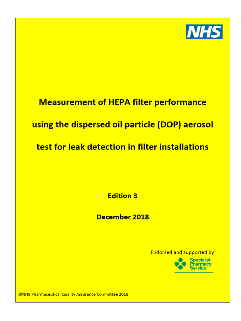 DOP Testing Protocol for HEPA Filters | PDF | Pharmacy | Medicine