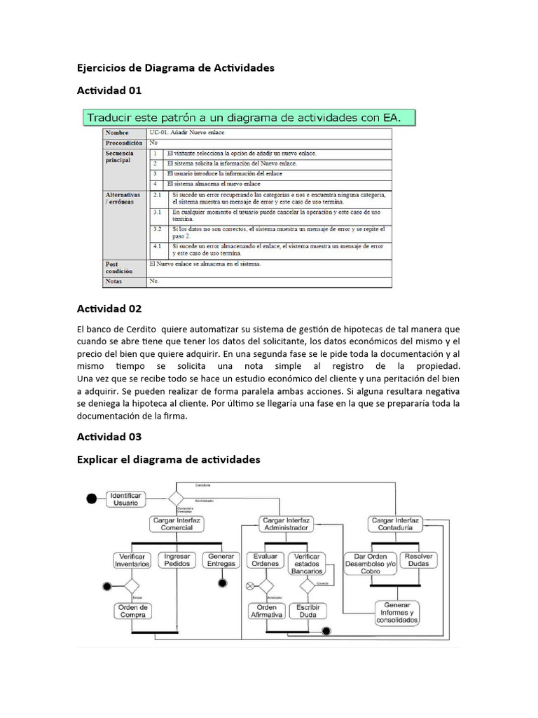 Ejercicios de Diagrama de Actividades en Hipotecas | PDF | Finanzas y ...