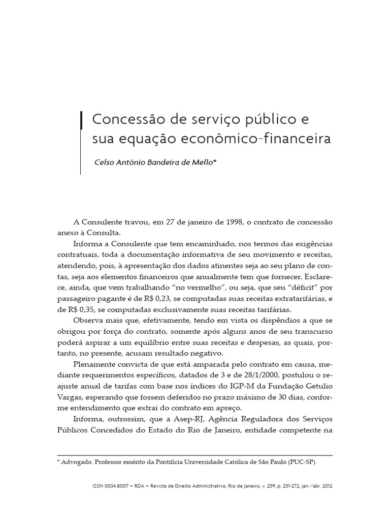 Equilíbrio Financeiro em Concessões Públicas | PDF | Direito adquirido ...
