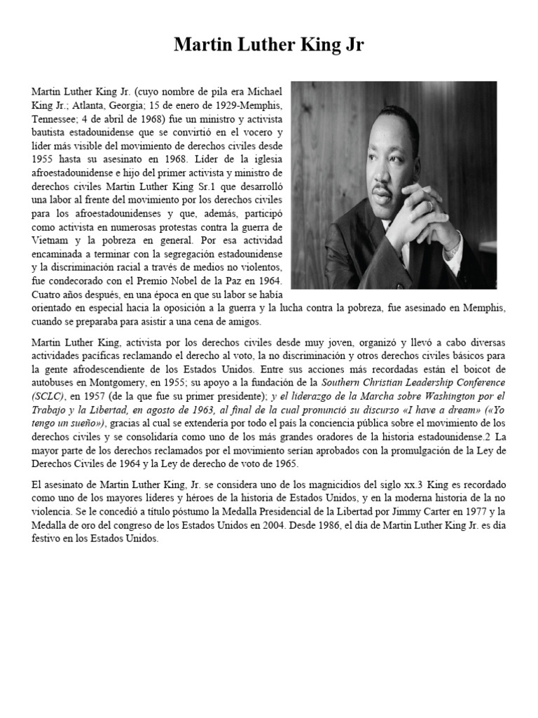 Martin Luther King Jr | PDF | Martin Luther King hijo. | Derechos humanos