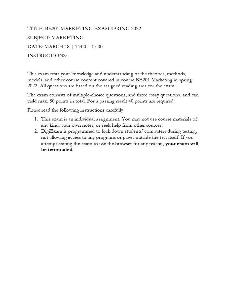 2022 BE201 EXAM Answers | PDF | Marketing | Market Segmentation