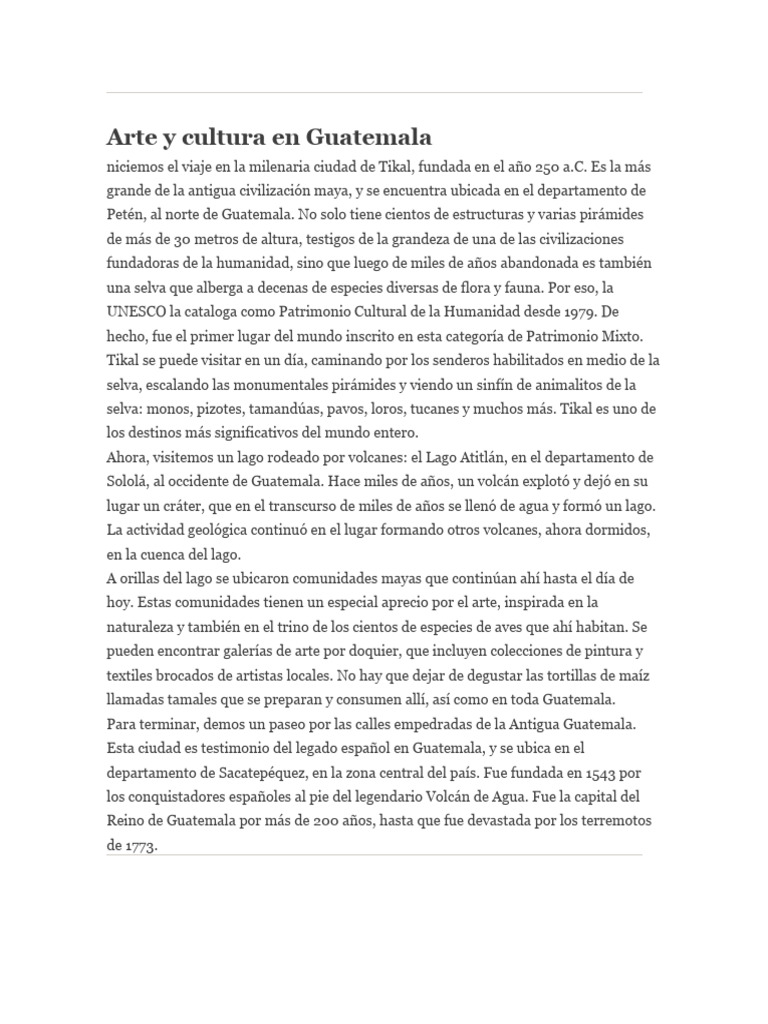 Cultura Maya y Arte en Guatemala | PDF | Era precolombina | Guatemala