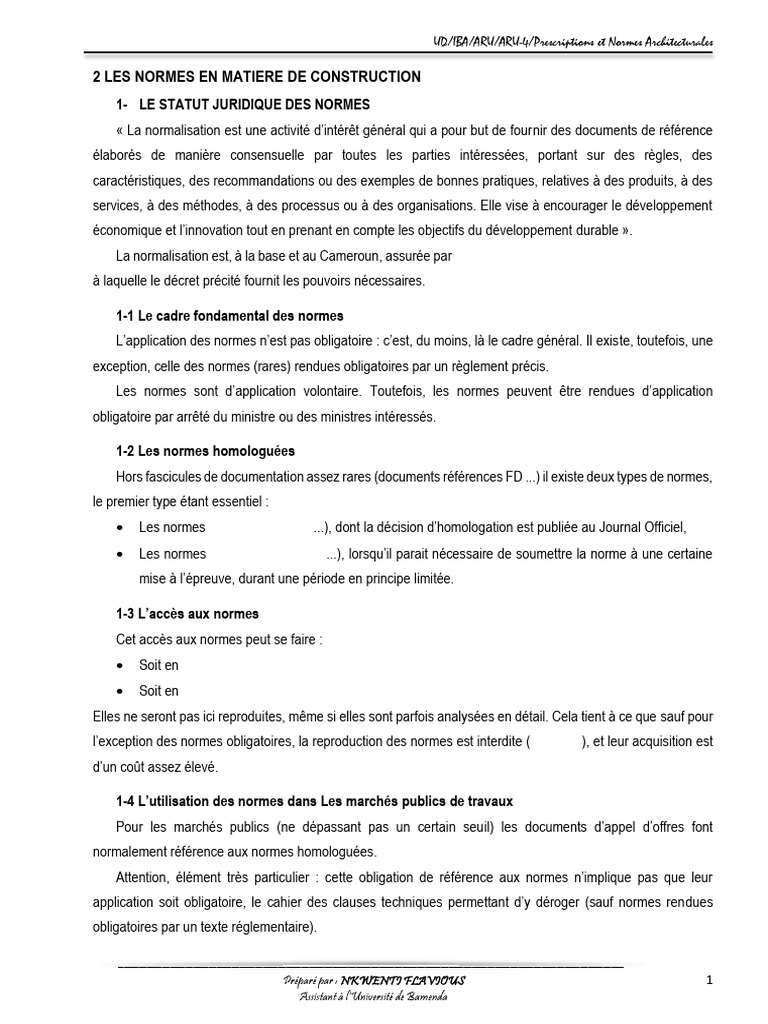Chap 2 - Les Normes Copie Étudiant-1 | PDF | Code de la construction et ...