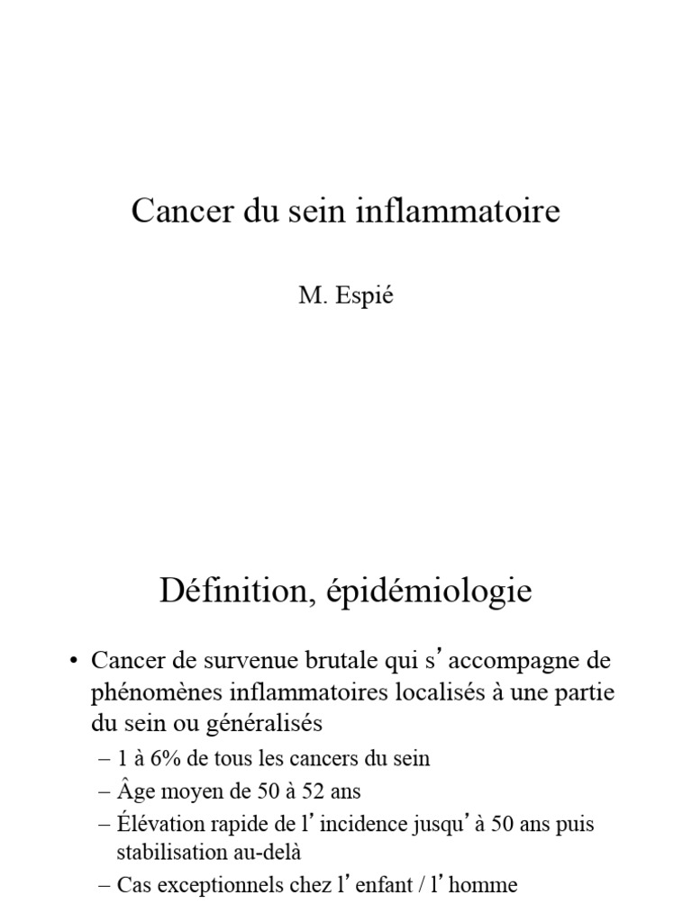 Cancer du sein inflammatoire épidémiologie et survie PDF Cancer — free download