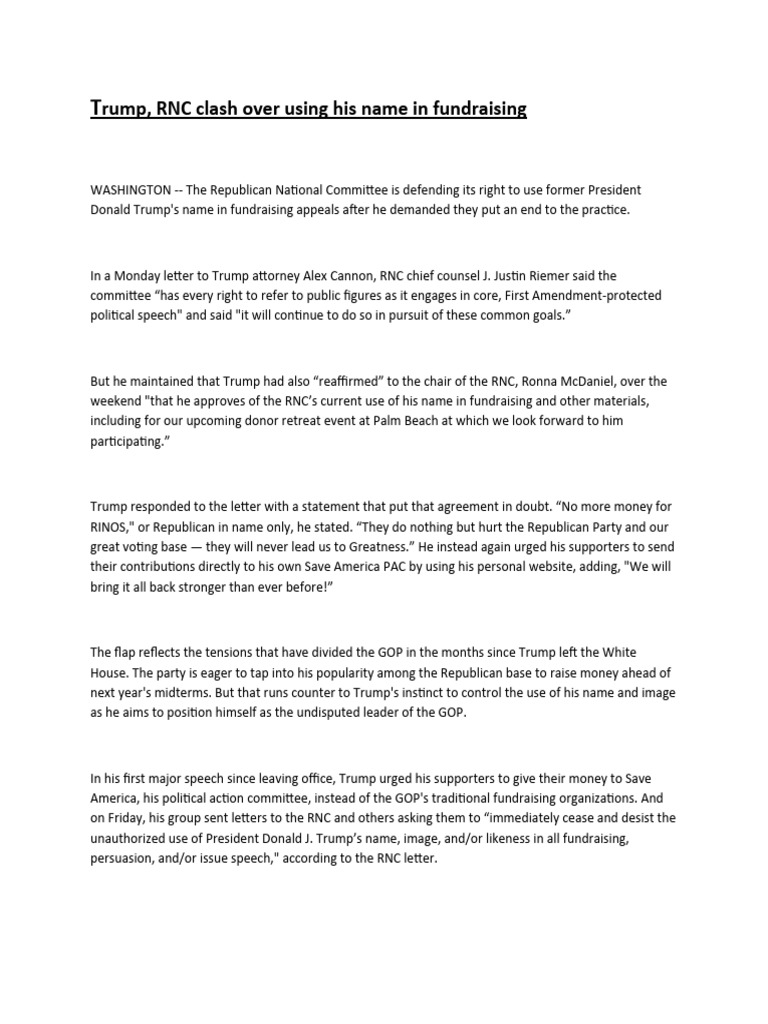 Trump Pdf Republican National Committee Donald Trump