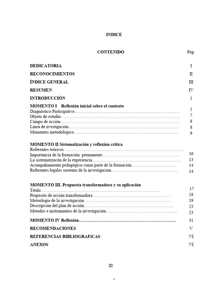 Ejemplo Del Indice | PDF | Finanzas y dinero