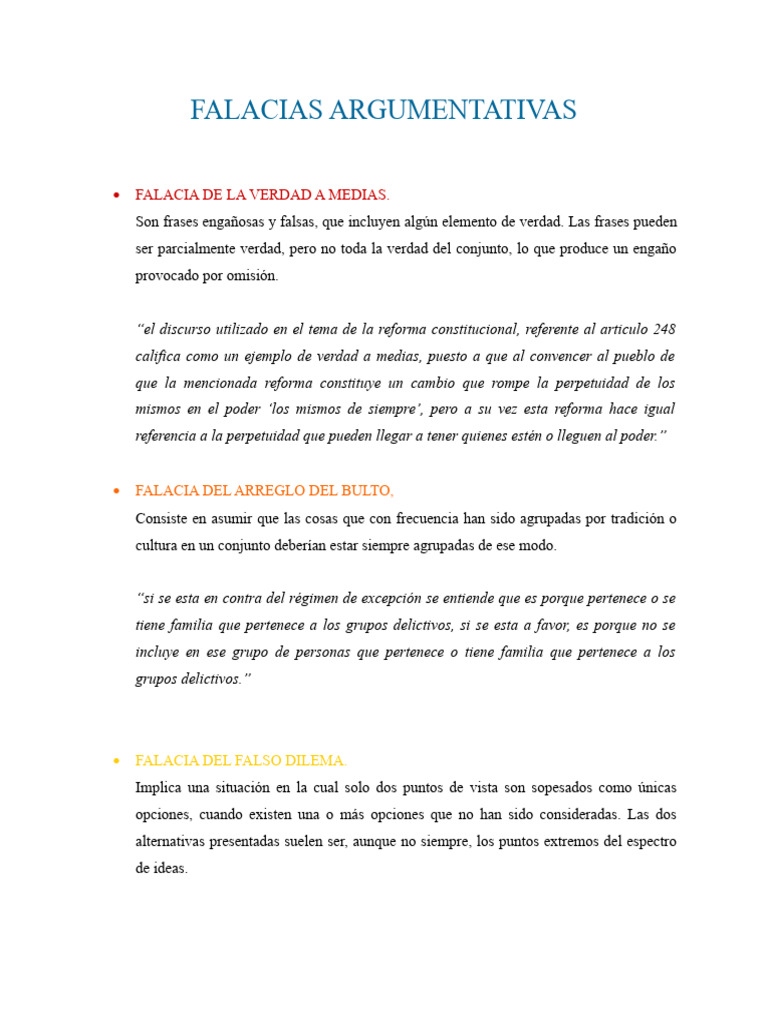 Falacias Argumentativas Pdf Falacia Argumento