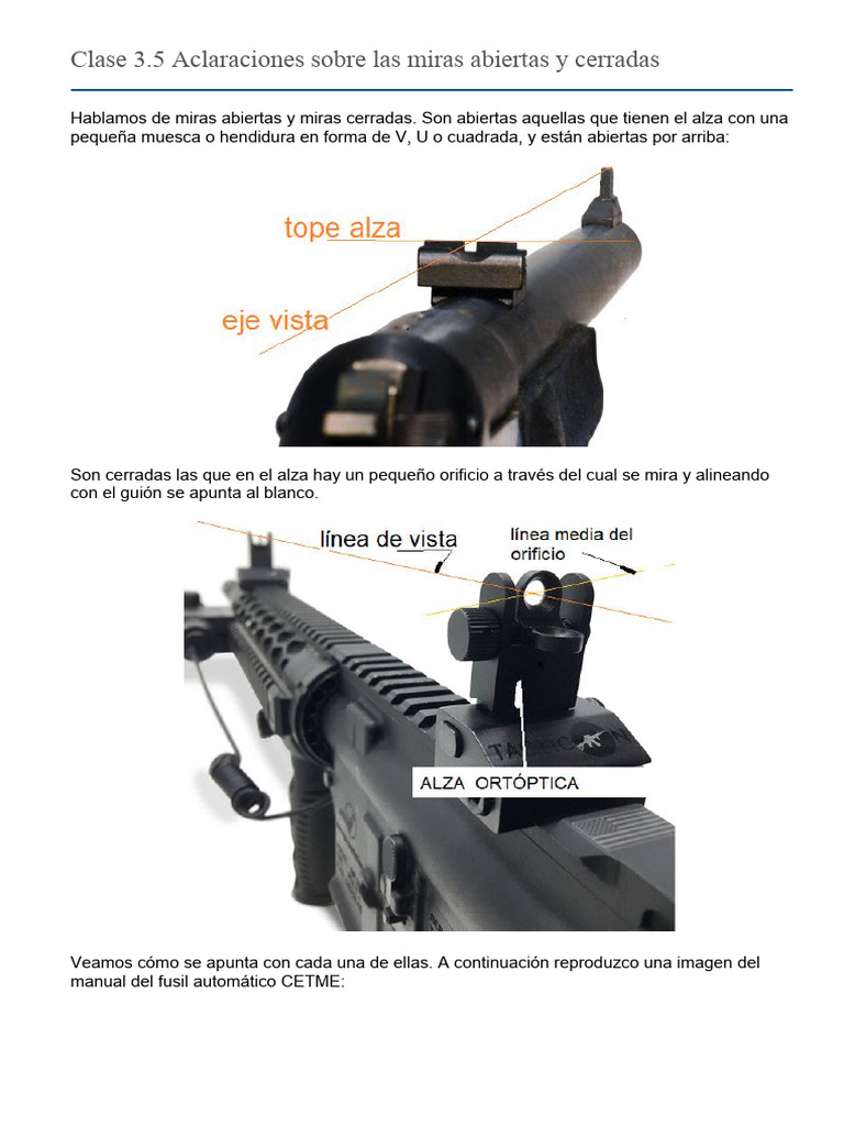 3 LINEAS DE VISION Y Aclaraciones Sobre Miras | PDF | Balística | Armas ...