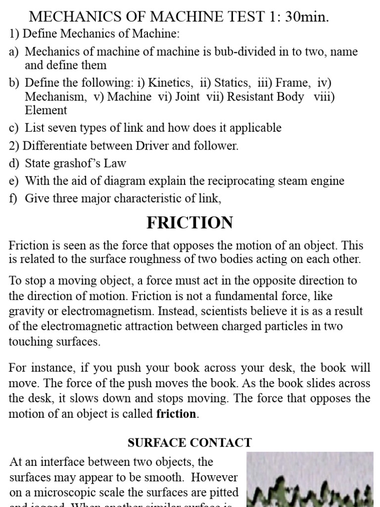 Mechanics of Machines and Friction Explained | PDF | Friction | Force