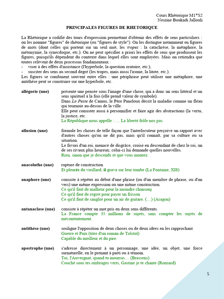 Figures de style en rhétorique | PDF | Métaphore | Techniques de rhétorique