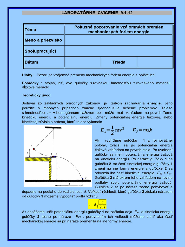 LC Ä .1.12 - VzÃ¡jomnÃ¡ Premena Mechanickej Energie I | PDF