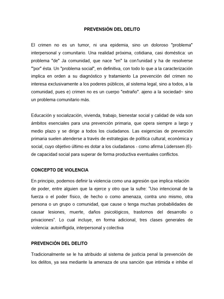Prevensión Del Delito | PDF | Crímenes | Crimen y violencia