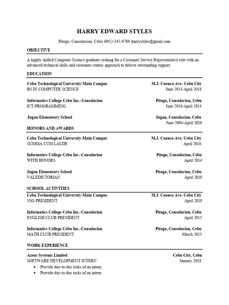 Chronological Resume Template PDF | PDF | Science | Computer Science