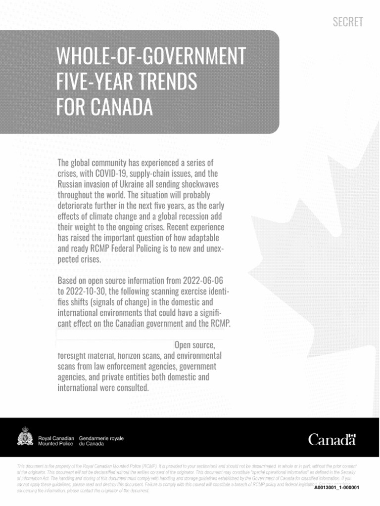 RCMP Whole of Government Five Year Trends For Canada | PDF | Economies