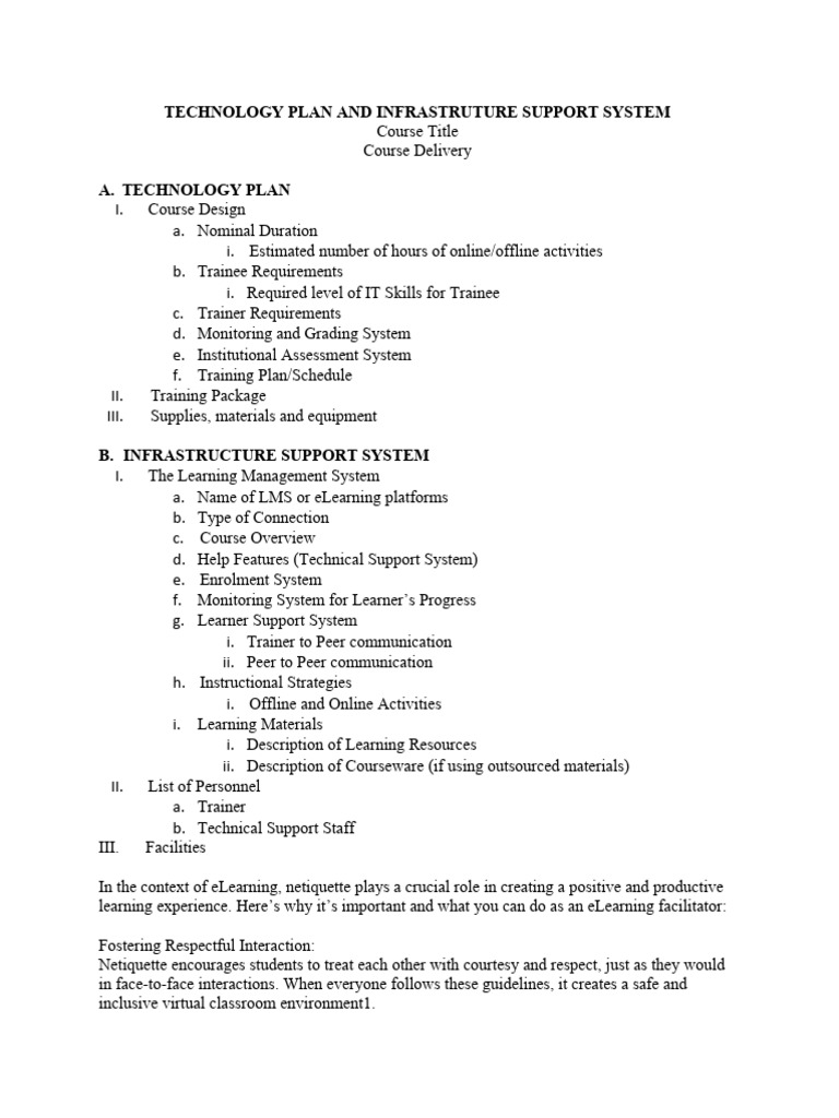 eLearning Technology and Support Plan | PDF | Educational Technology ...