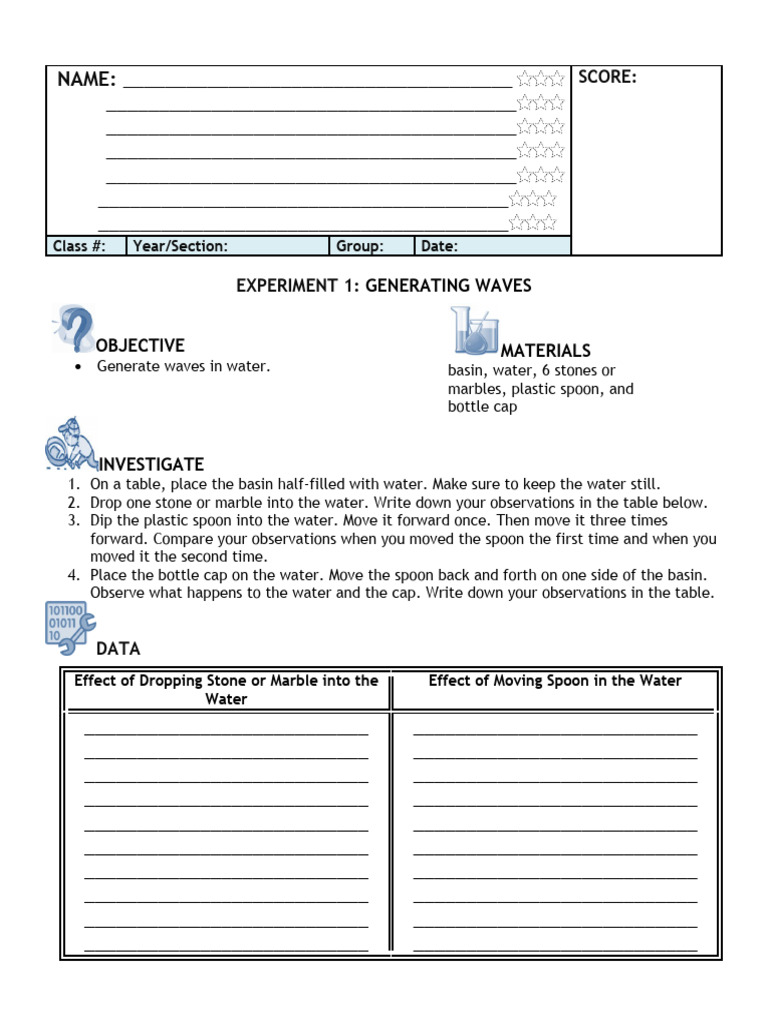Science 7 3rd Experiment 1 Generating Waves | PDF | Storms | Pacific ...