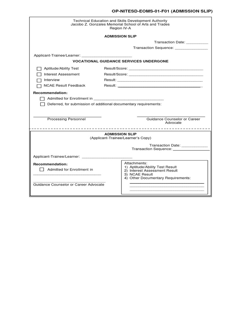SCCAP Vocational Admission Process | PDF | Vocational Education
